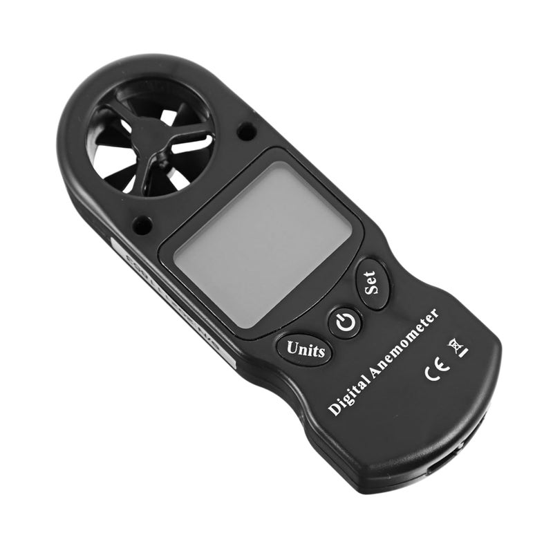 مقياس الرياح الرقمي المحمول الصغير مع شاشة LCD مضاءة لقياس سرعة الرياح ودرجة الحرارة والرطوبة، محمول - Image 1